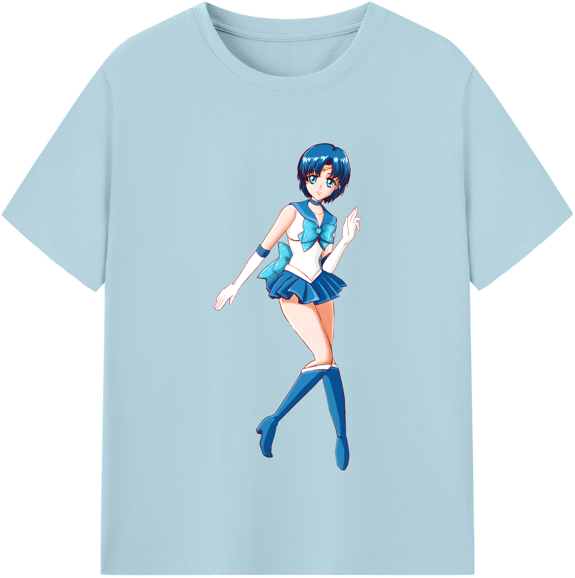 （画像用） 美少女戦士セーラームーン 水野 亜美 みずの あみ Sailor Moon Mizuno Ami 綿100％半袖Tシャツ（フロントプリント）